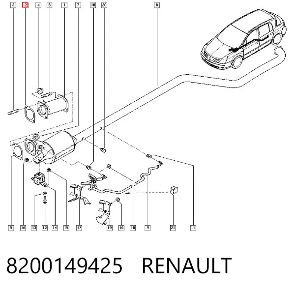 Vedante de tubo de admissão do silenciador 8200149425 Renault (RVI)