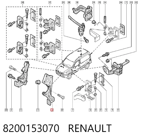 Gozno da capota esquerdo 8200153070 Renault (RVI)