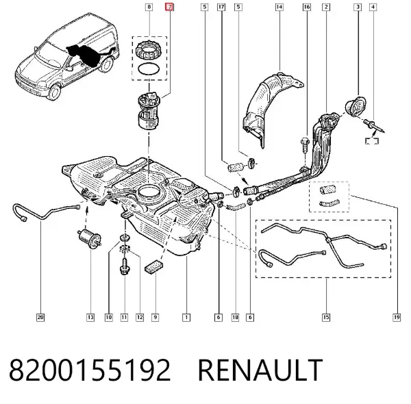 Módulo de bomba de combustível com sensor do nível de combustível 8200155192 Renault (RVI)