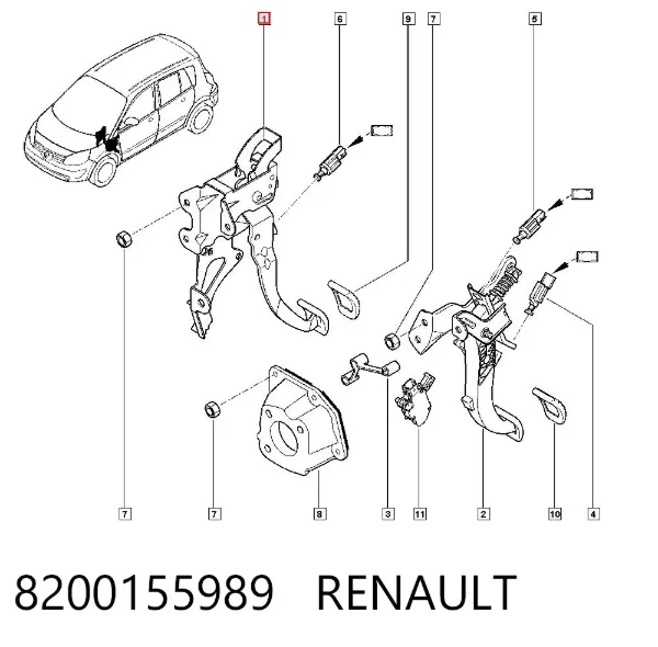 Pedal do freio 8200155989 Renault (RVI)