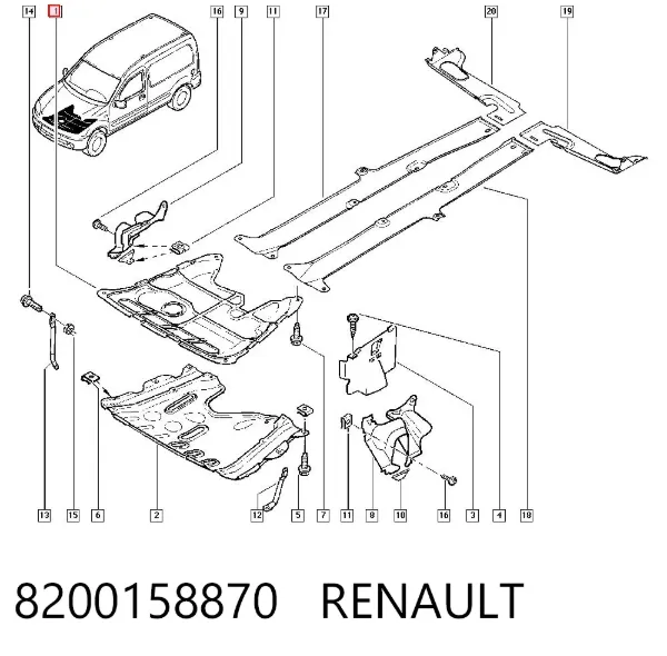 Proteção de motor, de panela (da seção de motor) 8200158870 Renault (RVI)