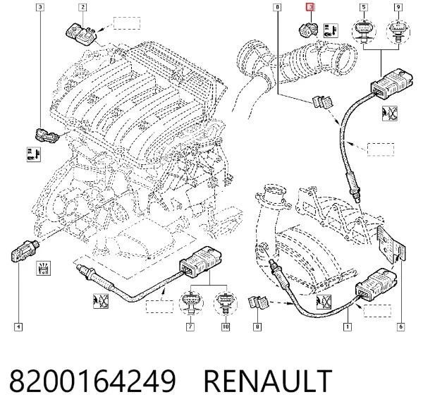 Sensor de temperatura da mistura de ar 8200164249 Renault (RVI)