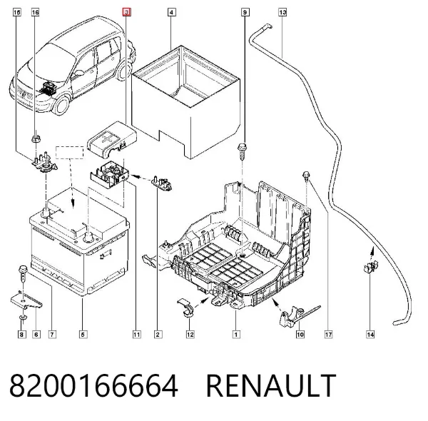 Tampa de borne da PILHA 8200166664 Renault (RVI)