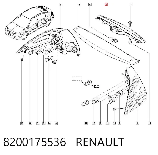 Sinal de parada traseiro adicional 8200175536 Renault (RVI)