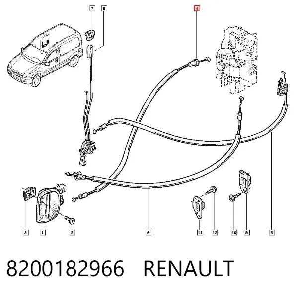 Cabo (pedal) de abertura do fecho da porta lateral deslizante 8200182966 Renault (RVI)