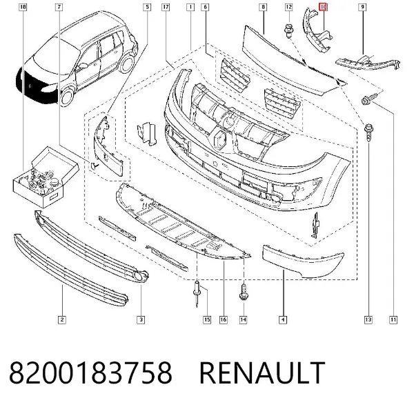 Consola do pára-choque dianteiro direito 8200183758 Renault (RVI)