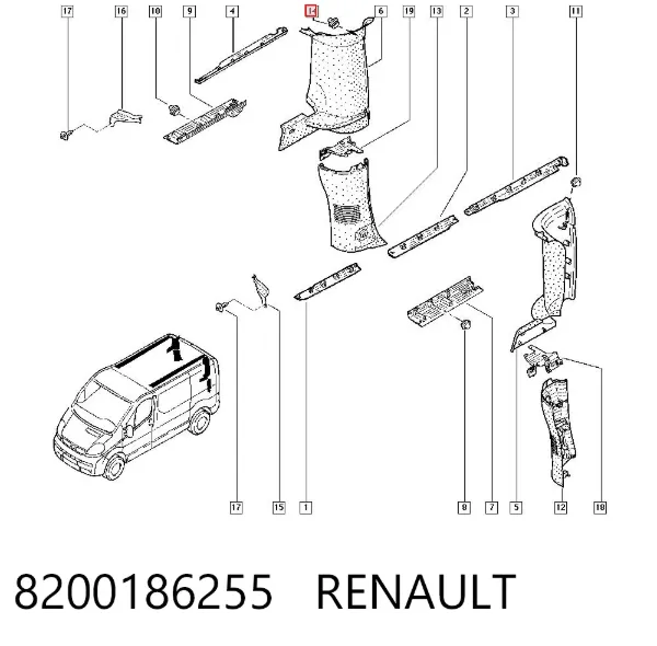 Cápsula (prendedor) de fixação de revestimento da porta 8200186255 Renault (RVI)