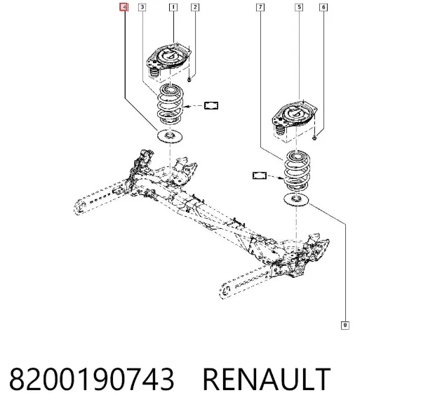 Espaçador (anel de borracha) da mola traseira inferior 8200190743 Renault (RVI)