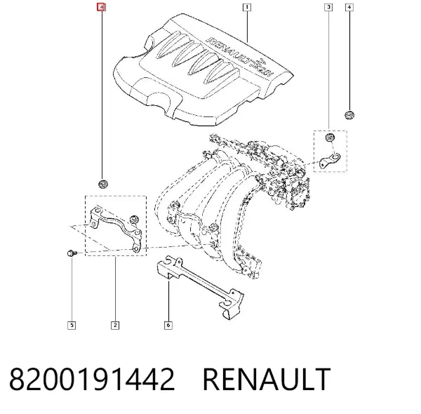 Coxim de tampa decorativa de motor 8200191442 Renault (RVI)