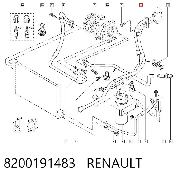 Mangueira de aparelho de ar condicionado, desde o secador até o vaporizador 8200191483 Renault (RVI)