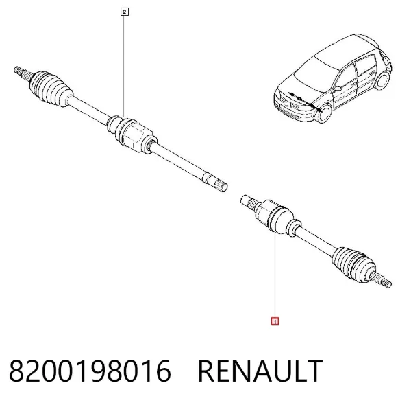 Semieixo (acionador) dianteiro esquerdo 8200198016 Renault (RVI)
