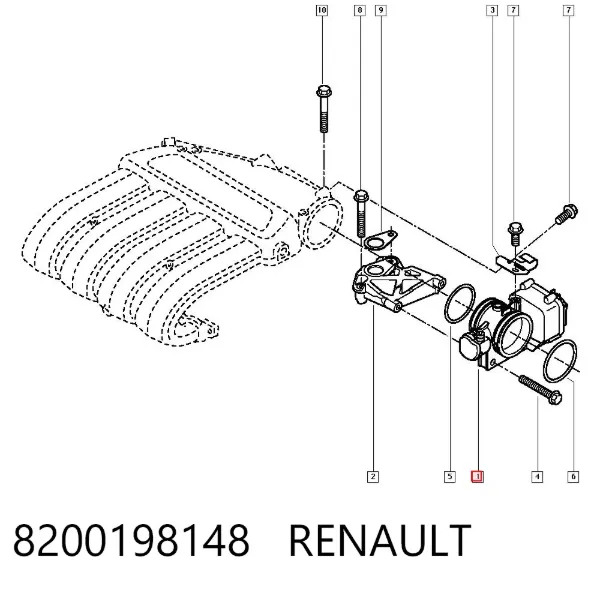 Válvula de borboleta montada 8200198148 Renault (RVI)