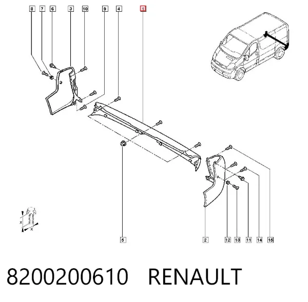 Pára-choque traseiro, parte central 8200200610 Renault (RVI)