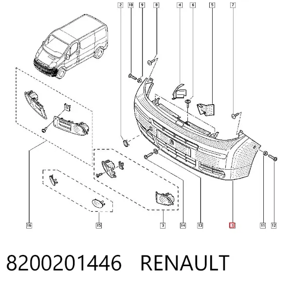 Pára-choque dianteiro 8200201446 Renault (RVI)