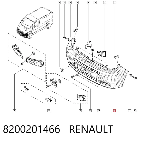Pára-choque dianteiro 8200201466 Renault (RVI)