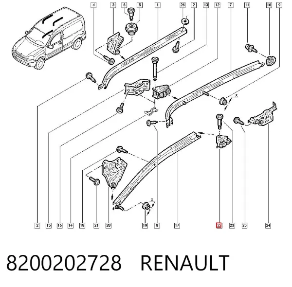 Rolo direito inferior da porta lateral (deslizante) 8200202728 Renault (RVI)