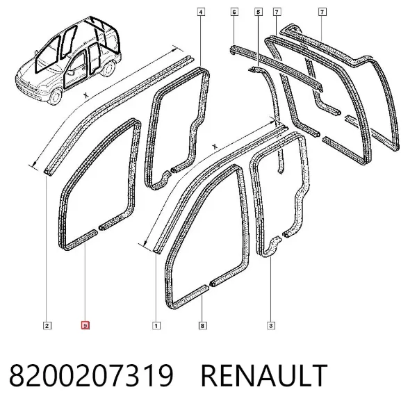 Compactador da porta dianteira (na carroçaria) 8200207319 Renault (RVI)