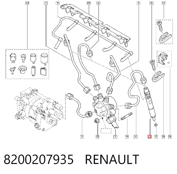 Injetor de injeção de combustível 8200207935 Renault (RVI)