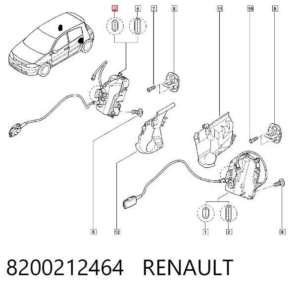 Fecho da porta traseira direita 8200212464 Renault (RVI)