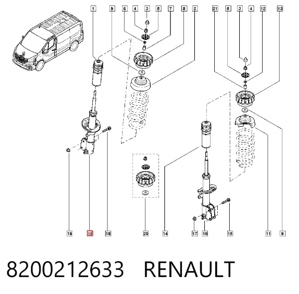 Amortecedor dianteiro 8200212633 Renault (RVI)