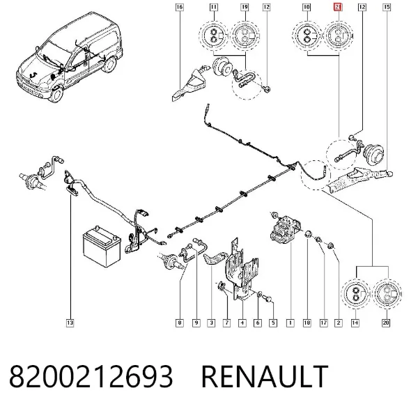 Sensor ABS traseiro esquerdo 8200212693 Renault (RVI)
