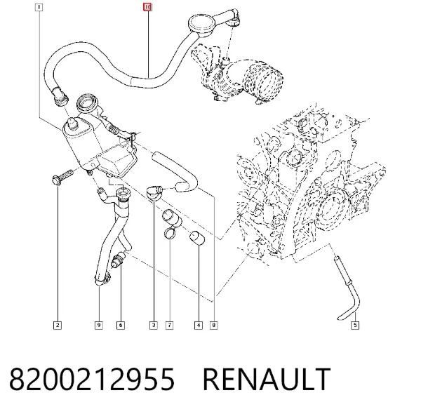Cano derivado de ventilação de cárter (de separador de óleo) 8200212955 Renault (RVI)