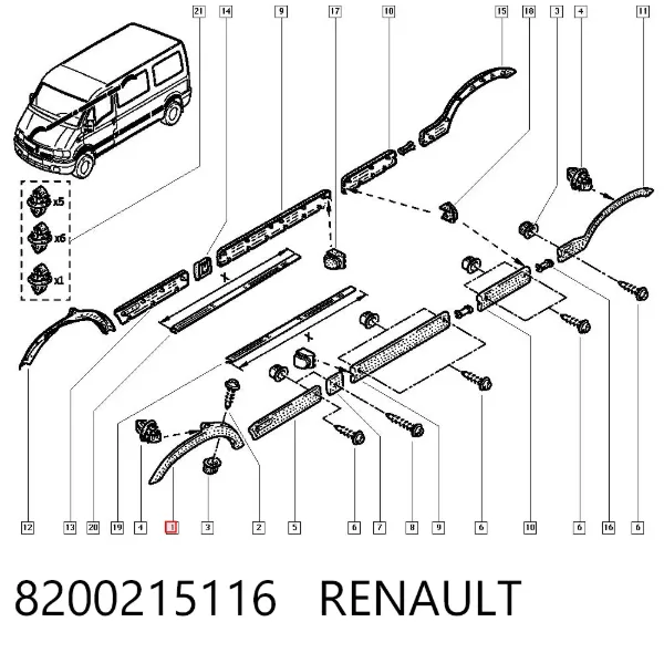 Expansor (placa sobreposta) de arco do pára-lama dianteiro esquerdo 8200215116 Renault (RVI)