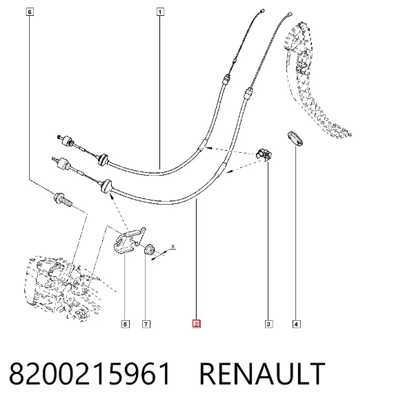 Cabo de embraiagem 8200215961 Renault (RVI)