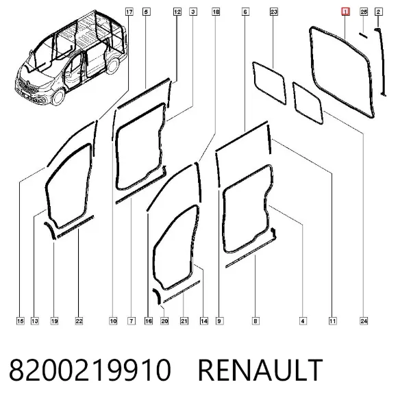 Compactador da porta traseira (na carroçaria) 8200219910 Renault (RVI)