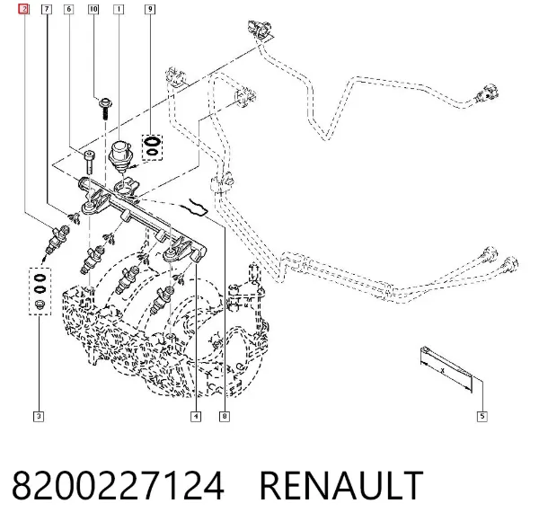 Injetor de injeção de combustível 8200227124 Renault (RVI)