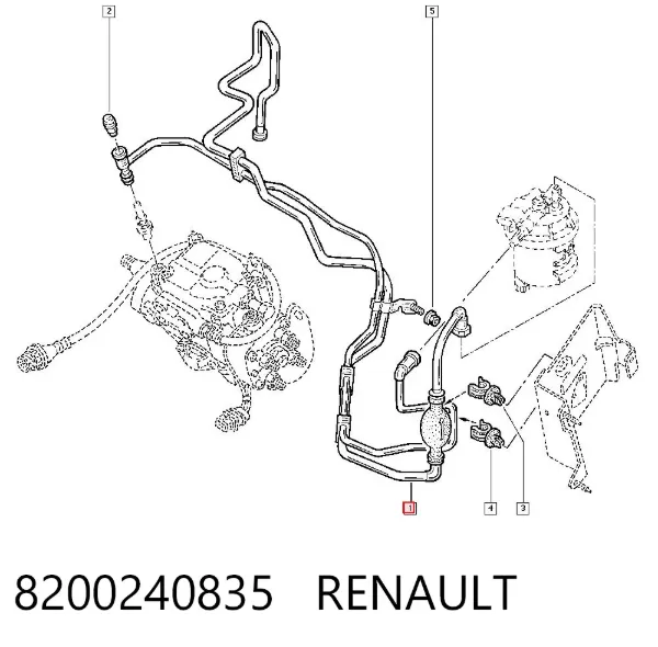 Tubo de combustível, kit 8200240835 Renault (RVI)