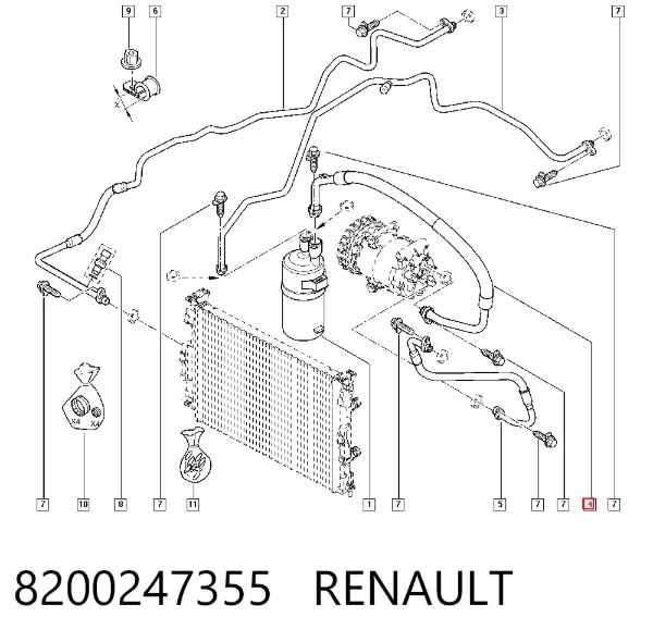 Mangueira de aparelho de ar condicionado, desde o vaporizador até o compressor 8200247355 Renault (RVI)