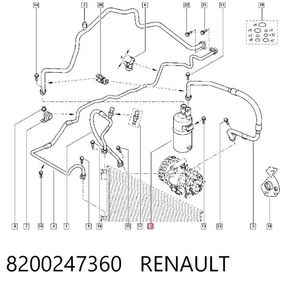 Tanque de recepção do secador de aparelho de ar condicionado 8200247360 Renault (RVI)