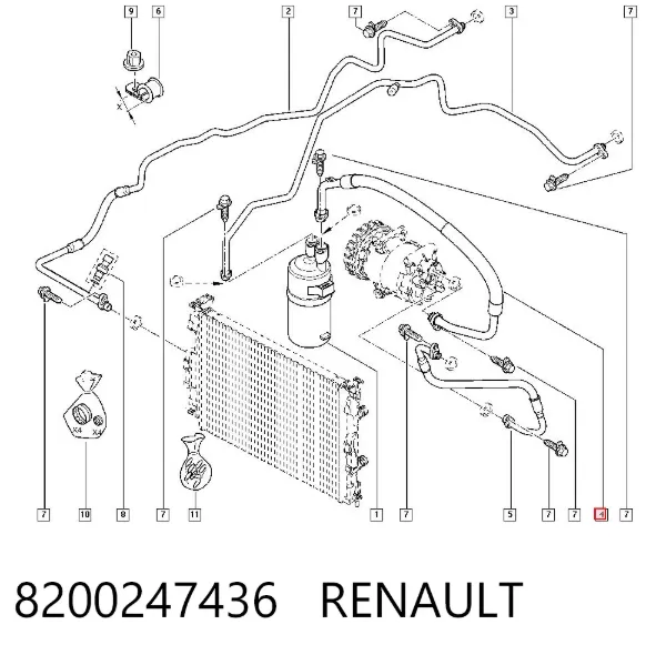 Mangueira de aparelho de ar condicionado, desde o vaporizador até o compressor 8200247436 Renault (RVI)