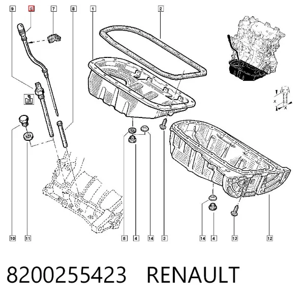 Sonda (indicador) do nível de óleo no motor 8200255423 Renault (RVI)
