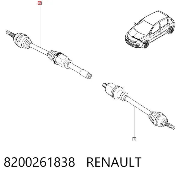 Semieixo (acionador) dianteiro direito 8200261838 Renault (RVI)
