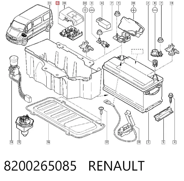 Tampa de borne da PILHA 8200265085 Renault (RVI)