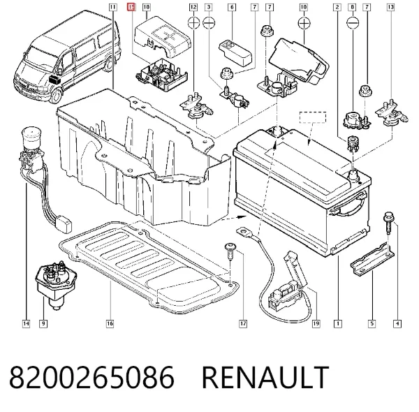 Tampa de borne da PILHA 8200265086 Renault (RVI)