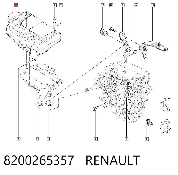Tampa de motor decorativa 8200265357 Renault (RVI)