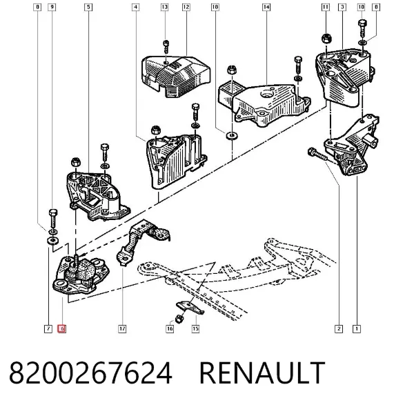 Coxim (suporte) direito de motor 8200267624 Renault (RVI)
