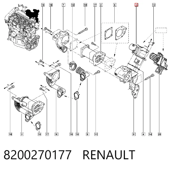 Válvula EGR de recirculação dos gases 8200270177 Renault (RVI)