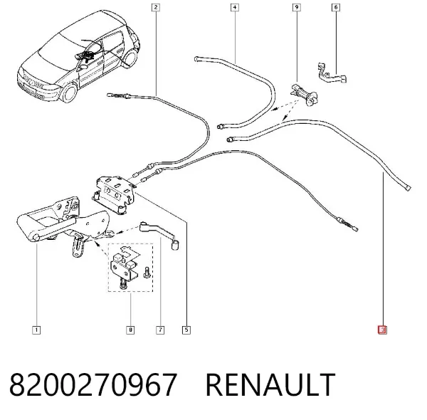 Guia de cabos do freio de estacionamento 8200270967 Renault (RVI)