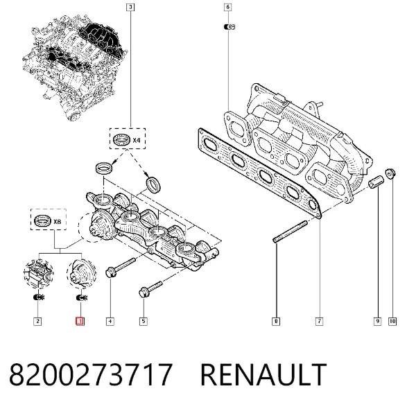 Tubo coletor de admissão 8200273717 Renault (RVI)