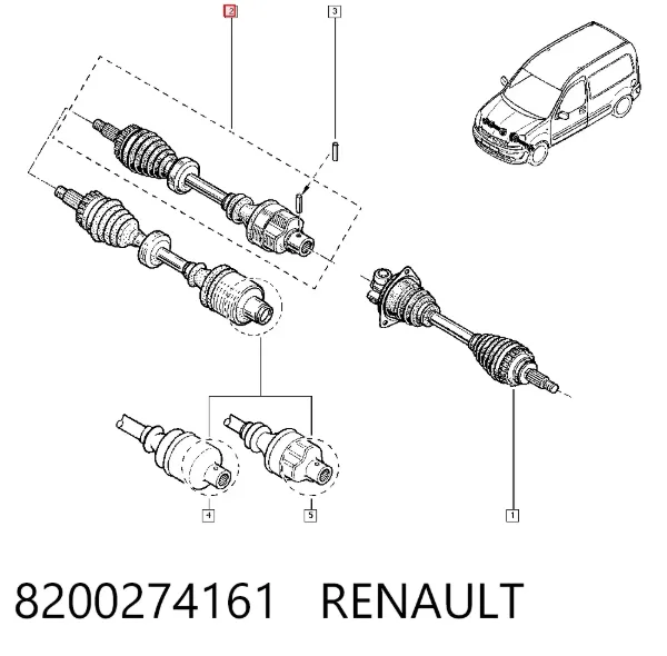 Semieixo (acionador) dianteiro direito 8200274161 Renault (RVI)