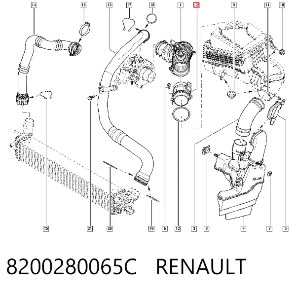 Sensor de fluxo (consumo) de ar, medidor de consumo M.A.F. - (Mass Airflow) 8200280065C Renault (RVI)