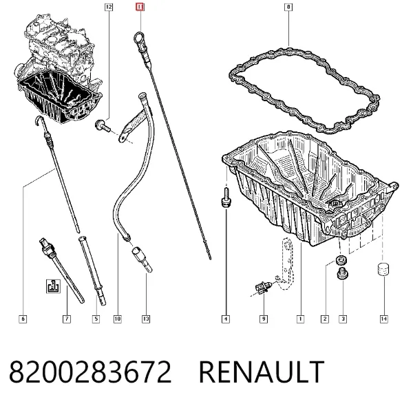 Sonda (indicador) do nível de óleo no motor 8200283672 Renault (RVI)