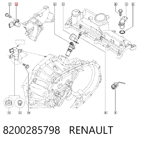 Sensor de posição da árvore distribuidora 8200285798 Renault (RVI)