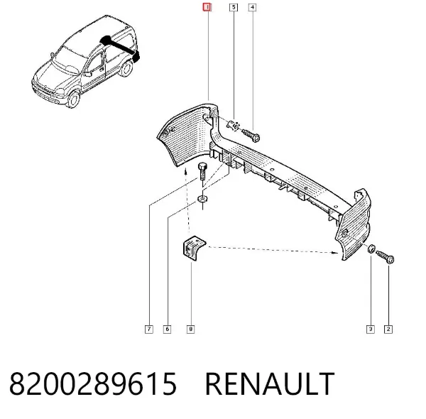 Pára-choque traseiro 8200289615 Renault (RVI)