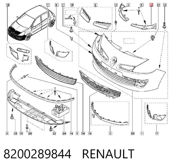 Consola do pára-choque dianteiro esquerdo 8200289844 Renault (RVI)