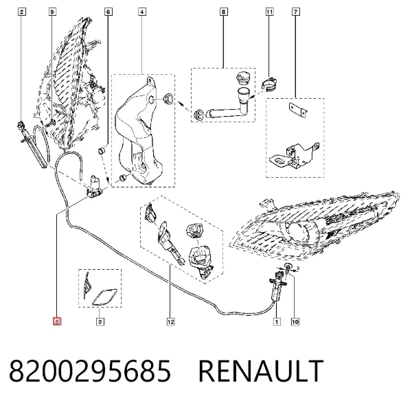 Bomba de motor de fluido para lavador de vidro dianteiro 8200295685 Renault (RVI)